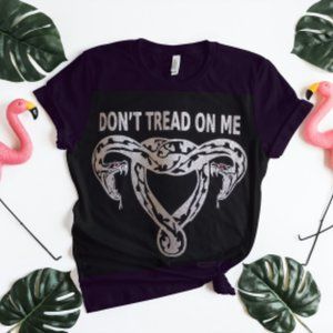 Pink Swirl Glitter on Black Dont Tread on Me Tshirt XXL